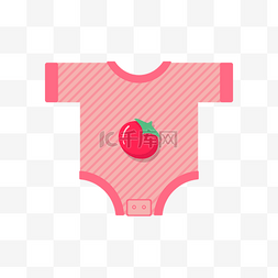 时尚百搭圆领图片_番茄粉色婴儿连体衣剪贴画