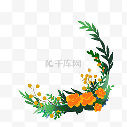 橙色花朵边框图片_夏季橙色花朵边框