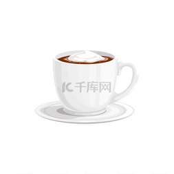 咖啡杯子矢量图片_巧克力热杯或可可饮料杯和咖啡，