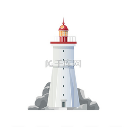 图为图图片_海上灯塔图标的孤立矢量灯塔和海