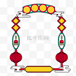 拍照黄色图片_中式边框复古门框