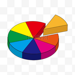 彩色几何圆饼数学分数剪贴画