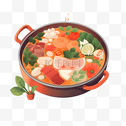 卡通食物火锅鸳鸯锅蔬菜锅
