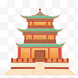 韩国古建筑手绘图片_中国风古风建筑古建筑