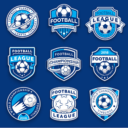 足球图片_一套九足球徽章。足球标志。橄榄