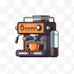 卡通扁平咖啡机工具