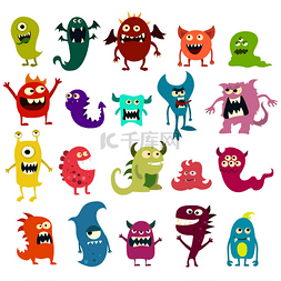 Cartoon monsters set. Colorful toy cute monst