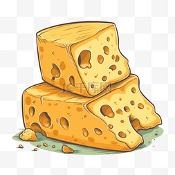 奶酪免抠png图片_手绘插画风免抠元素奶酪