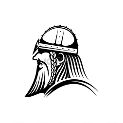 大胡子的维京人孤立的战士头像。