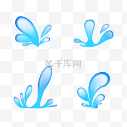 蓝色水源图片_手绘水花水滴