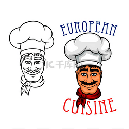 帽子小胡子图片_欧洲美食厨师，留着开朗微笑的小