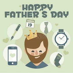 电话徽标图片_Happy Fathers day card. Vector Element Set. D