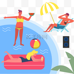 派对沙滩图片_日光浴泳池夏季派对