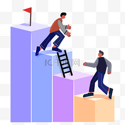楼梯湿滑图片_团队奋斗合作人物爬楼梯攀登上升