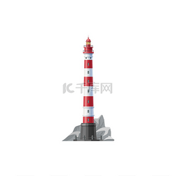 建筑沿海图片_岩石海岸标志性的高灯塔建筑海岸