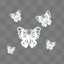 三八妇女节白色剪纸蝴蝶