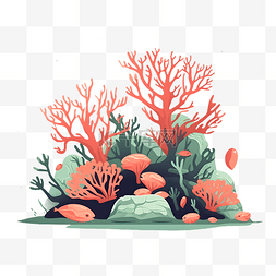 卡通海洋海底珊瑚植物手绘