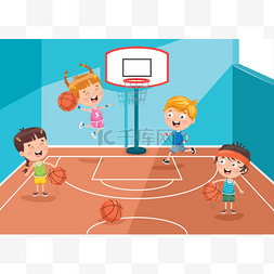 小孩子在外面打篮球