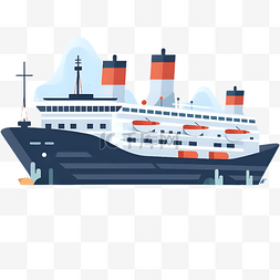 邮轮素描图片_卡通轮船邮轮扁平风格