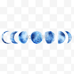 蓝色科技星球背景图片_月亮在夜空蓝色的水彩风格