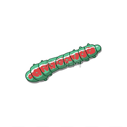 卡通毛毛虫图片_毛毛虫的绿色和红色孤立的幼虫阶