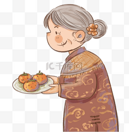 奶奶端着食物