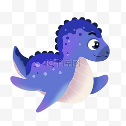 婴儿游泳图片_活在水里游泳的恐龙水彩画