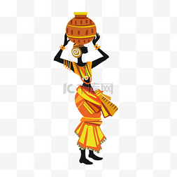 橙色服饰非洲黑人女人抽象