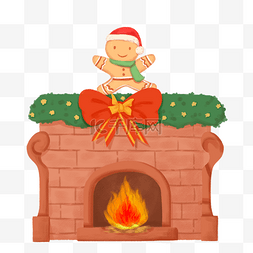 彩色圣诞装饰壁炉