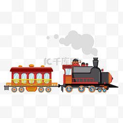 卡通正在行驶蒸汽火车