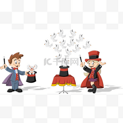 animals图片_magician kids holding magic wands performing 