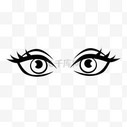 女性正面眼神表现眼睛剪贴画黑白