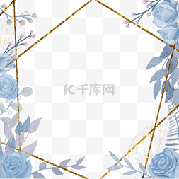 蓝色边框花朵图片_蓝色玫瑰花蓝金花朵边框花卉