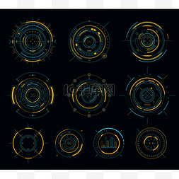 网络信息icon图片_矢量科幻显示圆形元素，Hud 未来