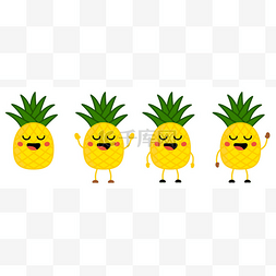 可爱的卡瓦伊风格的菠萝水果图标