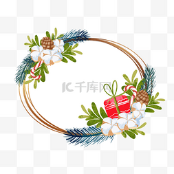 海报圣诞节模板图片_圣诞节一品红花卉水彩礼物边框