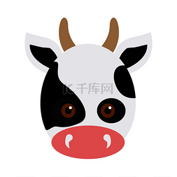 点缀活动图片_平面风格的奶牛动物嘉年华面具矢