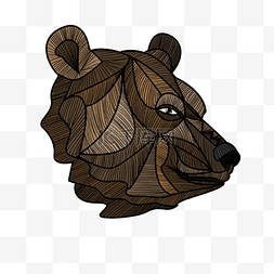抽象画图片_大棕熊头抽象动物禅绕画