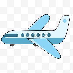 卡通飞机图片_卡通蓝色手绘飞机交通工具