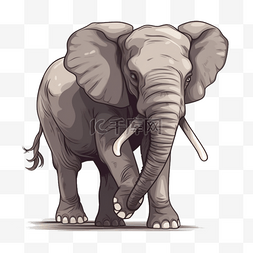 大象扁平插画手绘免抠元素