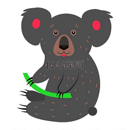 动物图片_有趣可爱的考拉熊平面矢量卡通贴