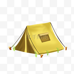 插画手绘户外野营野餐帐篷