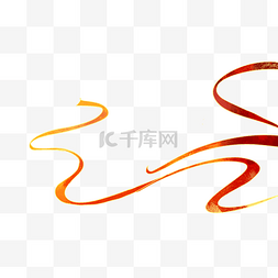 中国风古风红丝带描线描金
