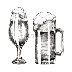 啤酒和泡沫图片_闪闪发光的啤酒高脚杯和泡沫啤酒