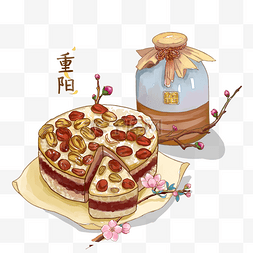 重阳节美食美酒插画