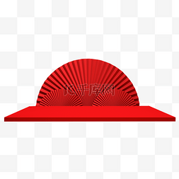 扇子展台图片_红色中国风新式展台扇子