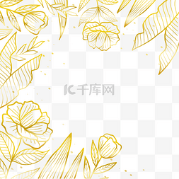 漂亮的金色线描金色花卉边框