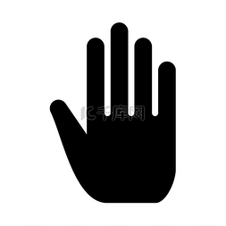 五个手指图片_打开人手黑色图标