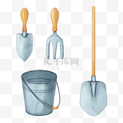 回形针符号图片_花园园艺工具和铁桶水彩