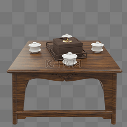 长桌书桌图片_中式家具茶几C4D